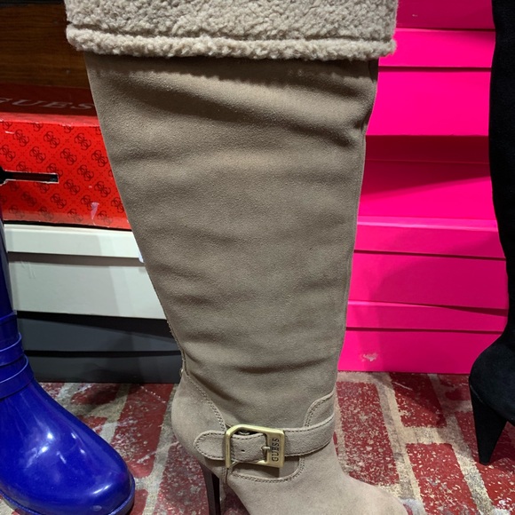 Women’s Guess Taupe Suede Knee High Heels - Picture 2 of 2